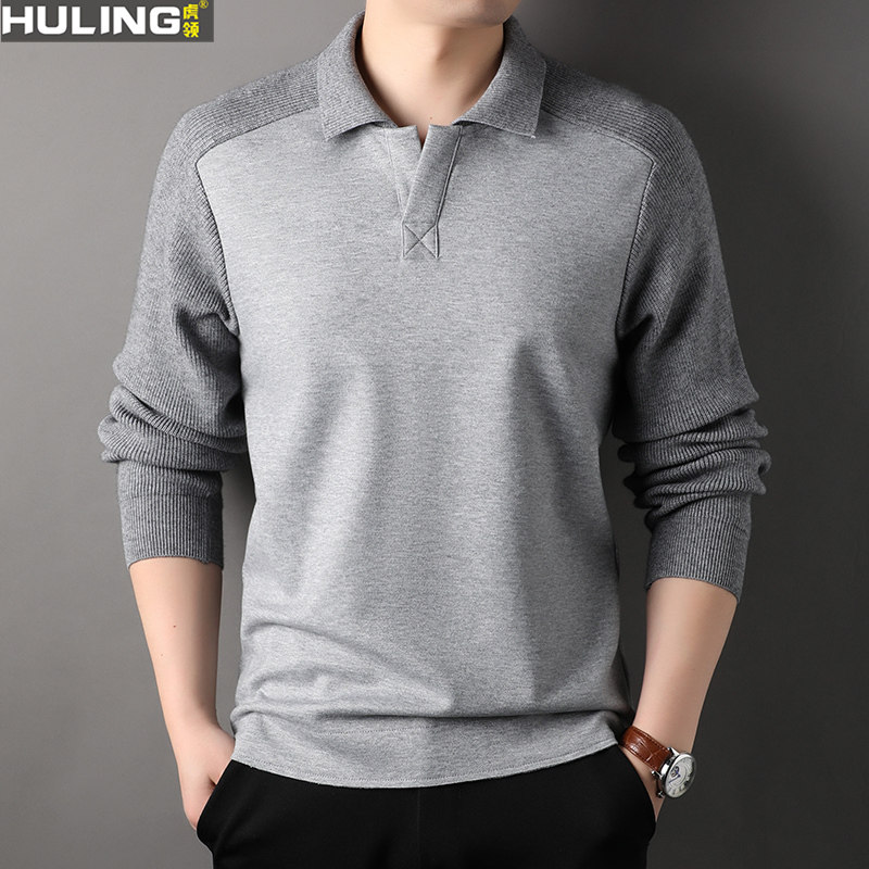 男士长袖翻领卫衣加厚中青年体恤衫男装上衣棉打底polo衫休闲T恤