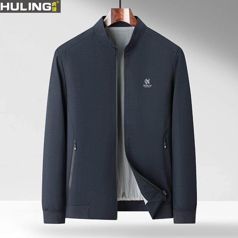 男士立领夹克春秋新款中年爸爸装老干部外套时尚商务休闲拉链开衫