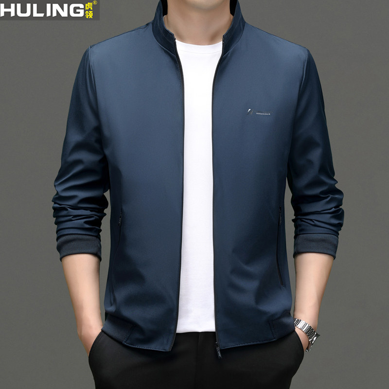 春秋季新款中年男士立领夹克衫商务休闲爸爸装百搭长袖男装外套潮