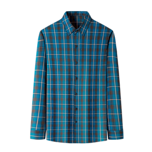 秋季新款男士格子长袖衬衫青年商务休闲宽松衬衣程序员上班寸衫潮