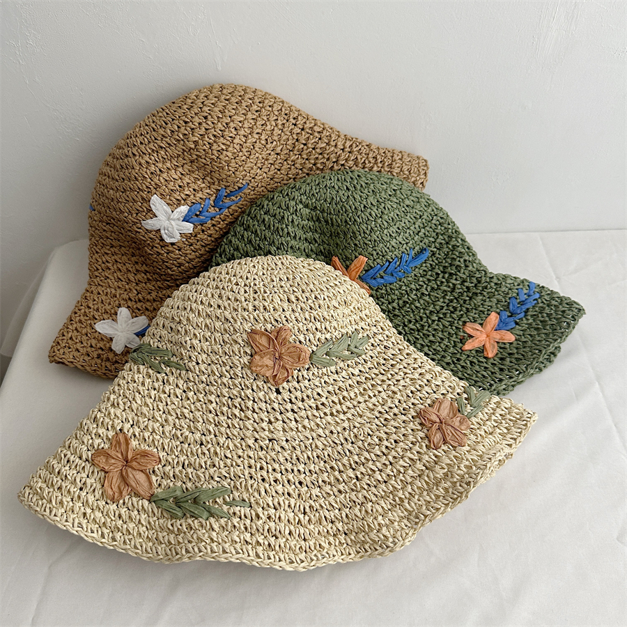 小清新手工编织草帽女夏季防晒沙滩帽透气文艺渔夫帽出游遮阳盆帽
