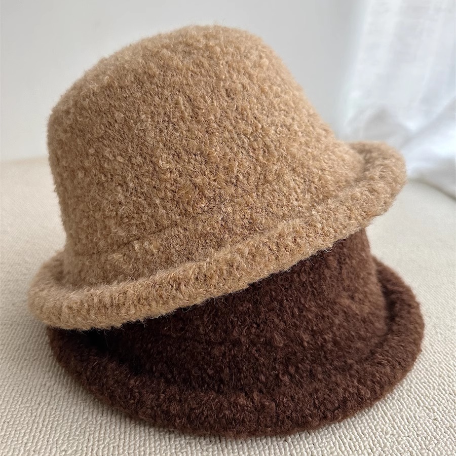 圈圈羊毛绒盆帽女秋冬圆顶礼帽