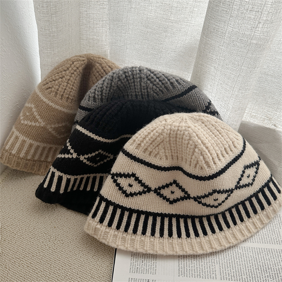 韩版针织盆帽秋冬毛线帽女加厚
