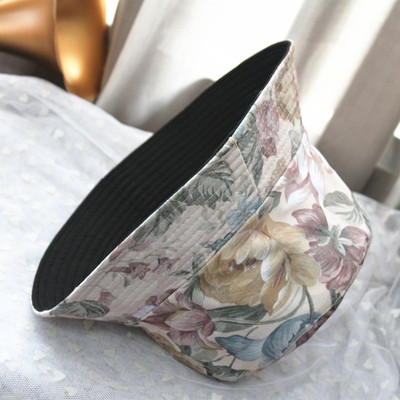 新款提花双面两面戴渔夫帽女韩版日系太阳盆帽遮阳复古可折叠布帽