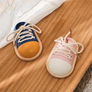 蒙特梭利木质儿童益智跨境玩具宝宝学系鞋带穿绳穿线幼教早教玩具