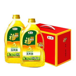 中粮福临门非转基因玉米油1.8LX2瓶礼盒装 压榨玉米胚芽油
