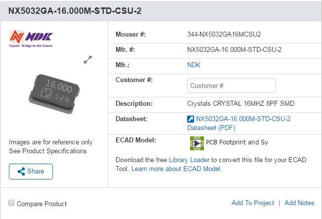 无源晶振NDK16MHZ2脚晶体