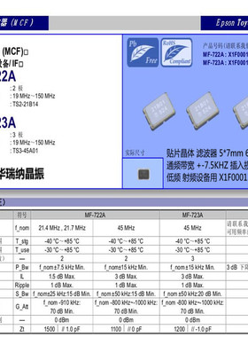 MF-722A 21.400000MHz 21.4M 21.4MHZ 晶体滤波器 7050 5*7射频用