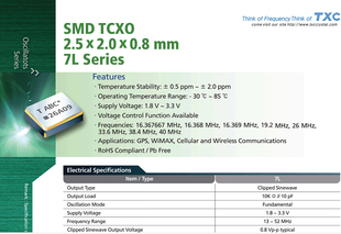 TCXO TXC 2520  温补贴片晶振 7L38403002 0.5ppm 38.4M 38.4MHZ