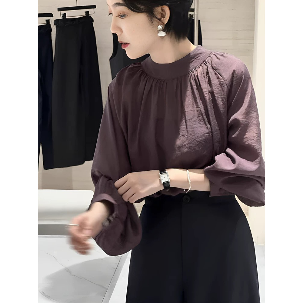 法式轻熟小众飘带立领长袖衬衫女2025新款早秋高级感气质女士上衣