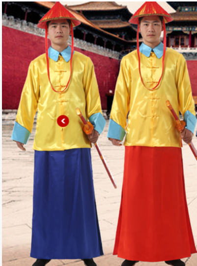 清朝御前侍卫古装表演服装男士官兵护卫锦衣卫黄马褂太监演出服装