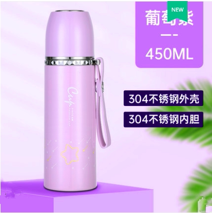 匡迪保温杯男女儿童水杯子弹头304不锈钢内胆便携学生可爱水壶杯