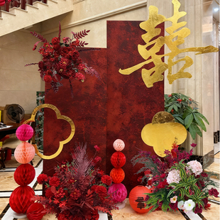 2025新款结婚用婚房布置喜嫁酒店客厅卧室拍照区装饰套装简单大方