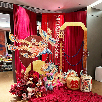 新中式婚房装扮布置迎宾牌男女方卧室出嫁晨袍拍照氛围背景墙kt板