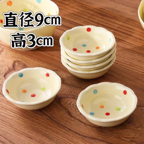 奶油风彩色波点家用简约陶瓷花瓣调味蘸料碟酱油碟微波炉耐高温