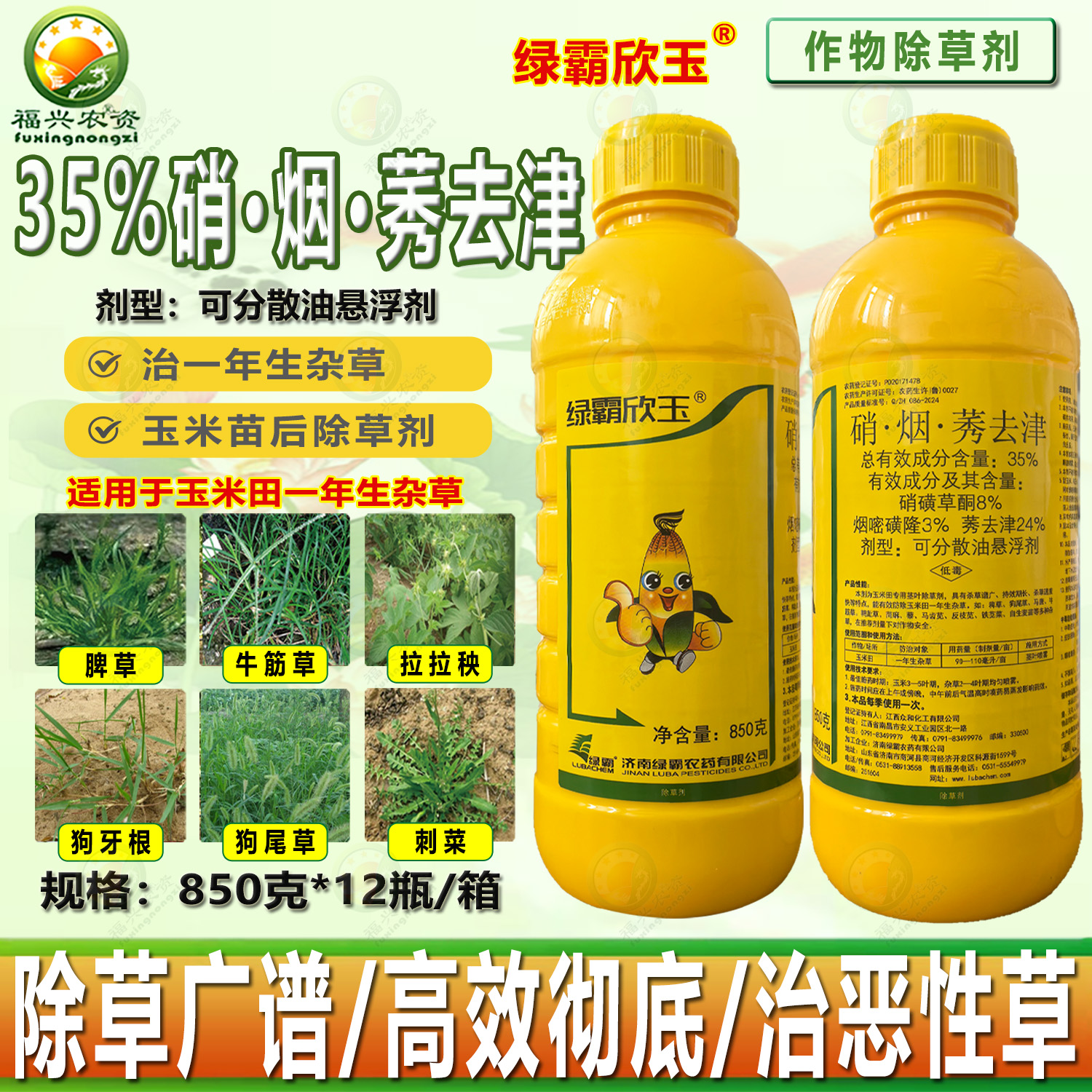 绿霸35%硝烟莠去津玉米田除草剂