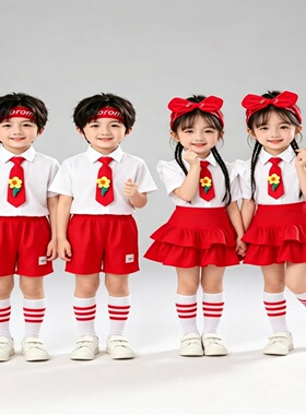 在灿烂的阳光下舞蹈服小学生六一运动会啦啦队合唱服儿童演出服装