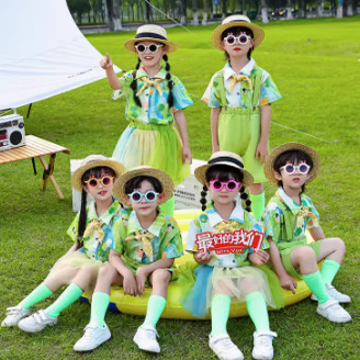 儿童啦啦队演出服背带裤蓬蓬裙