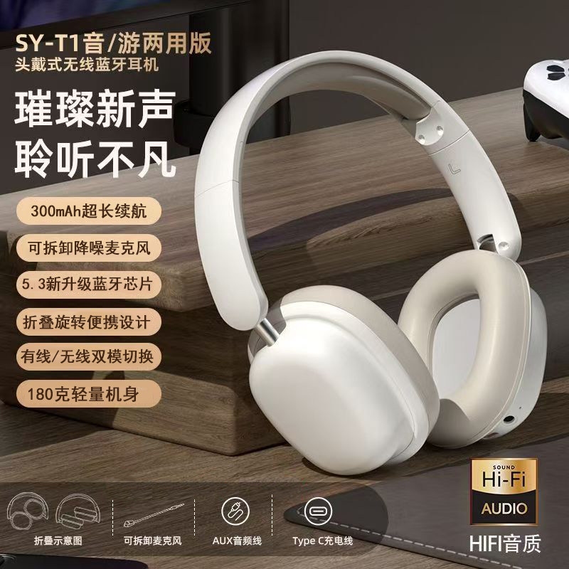 头戴式蓝牙耳机真无线耳机音乐学生电脑网课游戏运动超长续航隔音