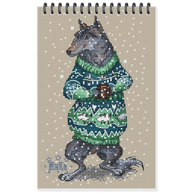 图纸打印 法国进口正品DMC十字绣自配套件 毛衣动物 喝茶的狼