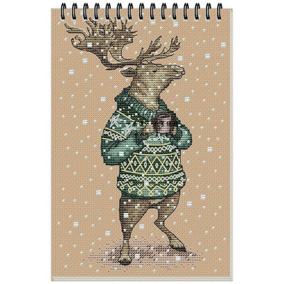 图纸打印 法国进口正品DMC十字绣自配套件 毛衣动物 喝茶的麋鹿