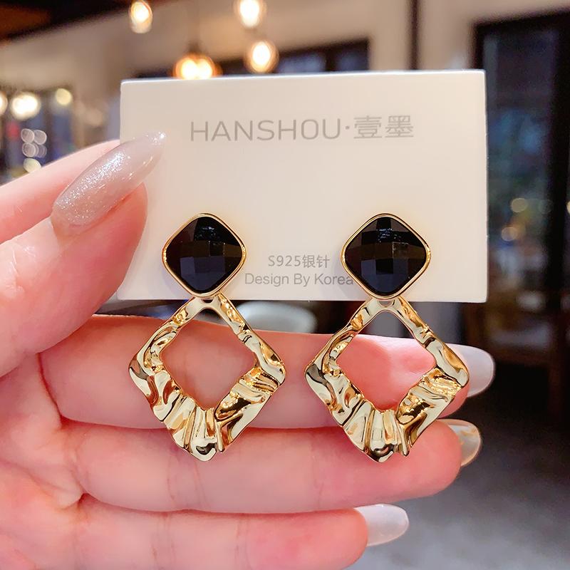 高级感几何菱形耳环气质简约