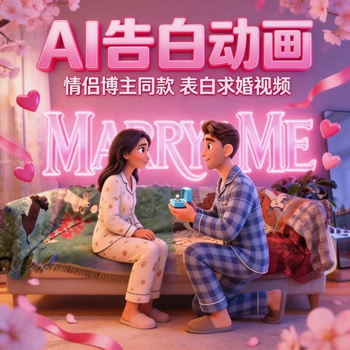 七夕告白表白纪念日生日求婚动画视频浪漫网红情侣明星AI视频动画