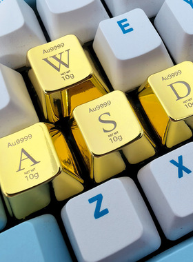 【金属键帽】黄金颜色机械键盘锌合金wasd增补帽