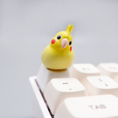 个性 饰立体创意透光单个黄色白色山雀黄色萌趣 鹦鹉键帽机械键盘装