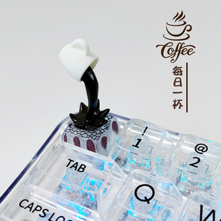 键帽 倒点出来创意咖啡流水马克杯机械键盘透光恶搞高级感摆件个性