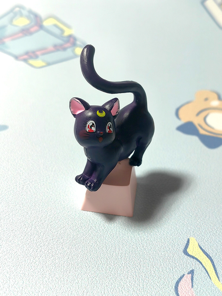 卡通黑猫露娜DIY个性立体键帽R4高度esc十字轴机械键盘专用可爱帽