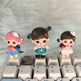 zoraa妹妹萌粒改娃键帽diy立体机械键盘装饰公仔小红书礼品摆件