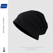 美式 冷帽女堆堆帽黑色帽子辣妹炸街针织帽秋冬毛线帽薄头巾包头帽