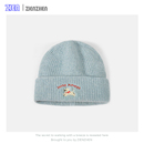 Zien 显脸小百搭大头围包头帽子 可爱小狗刺绣针织毛线帽女秋冬季