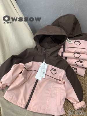 木瓜汁童秋季新男女中大童连帽撞色冲锋衣儿童休闲外套防风衣中性