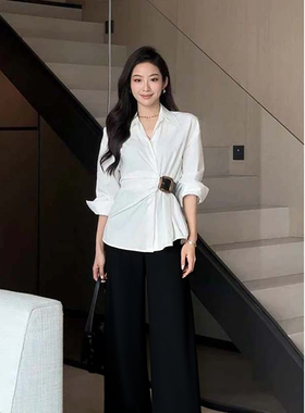 (现货)【两件套】2026新款端庄温柔穿搭女春秋气质洋气裤套装B004