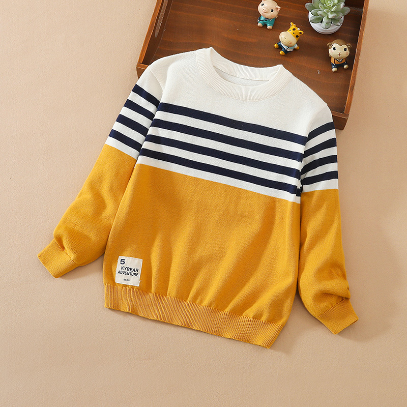 薄款条纹秋装中大童宝宝针织衫