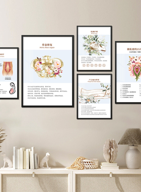 女性九型生殖艺术解剖图有框挂画产康私密月子中心房间过道装饰画