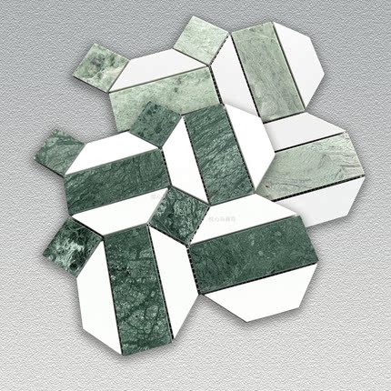 天然石材六角拼花马赛克瓷砖墙面地面砖酒店客厅厨房卫生间墙贴