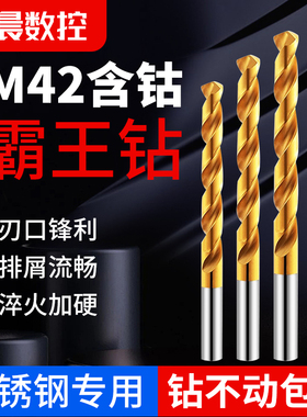 进口M42高钴霸王钻镀钛麻花钻头超硬直钻钢件铸铁不锈钢专用钻咀