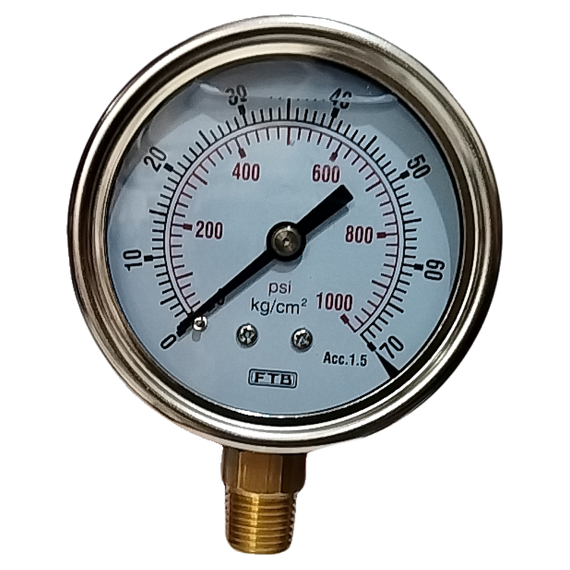 台湾径向不锈钢压力表FTB 250kg3500psi323.11.22 60 MM铜1/4