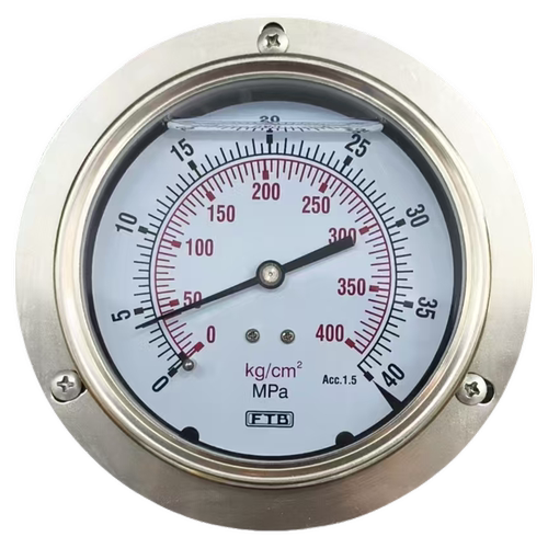 台湾FTB硫化机压力表轴向100mm偏芯接口400㎏40MPA3/8