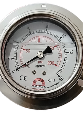 台湾华记轴向不锈钢压力表AE-AFP1 15kgcm²/200psi 1/4pt2.5