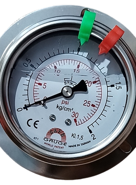 台湾华记轴向不锈钢压力表AE-AFP1 2kgcm²/30psi 1/4pt2.5