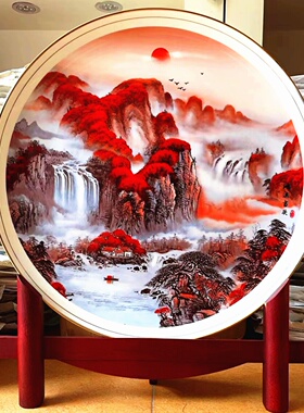 鸿运当头青花龙盘景德镇特大摆件