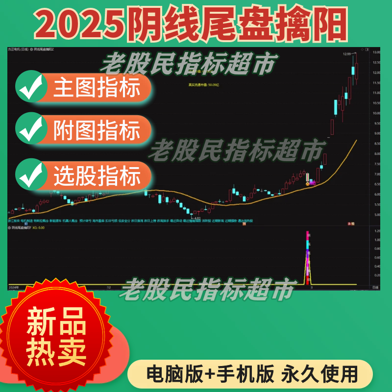 阴线尾盘擒阳阴线选股指标今买明卖低吸涨停 主升浪启动信号指标