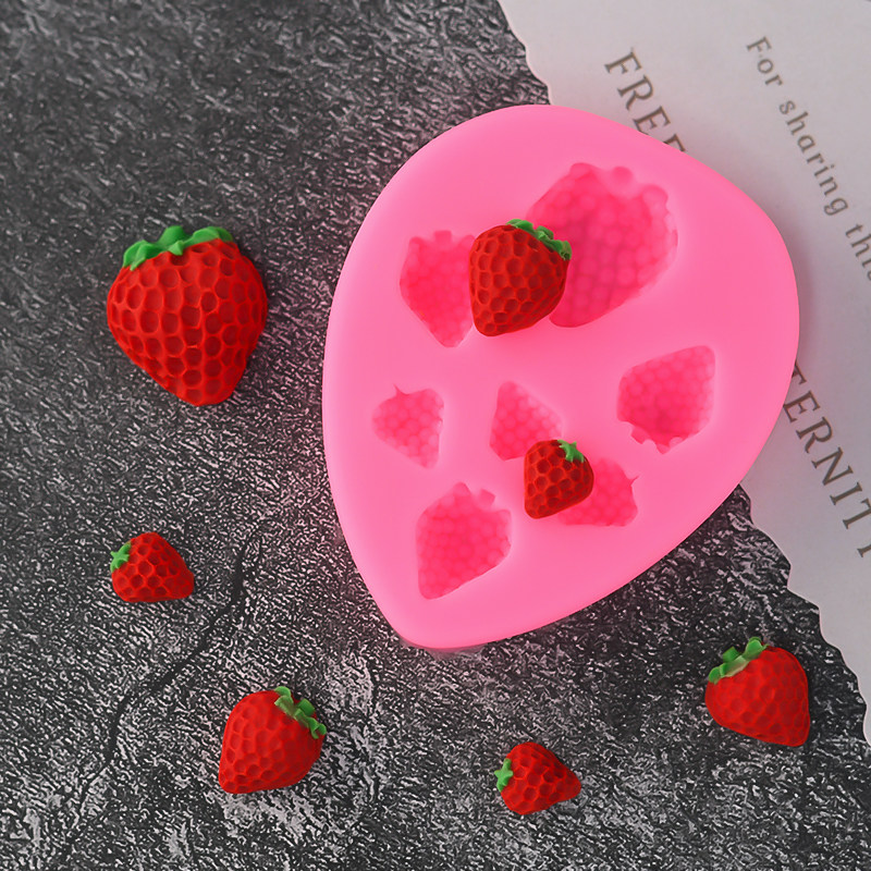立体草莓硅胶模具生日蛋糕装饰插件巧克力翻糖布丁diy烘焙工具