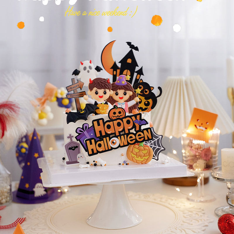 万圣节纸杯蛋糕装饰品南瓜幽灵halloween插件女巫狂欢夜搞怪派对
