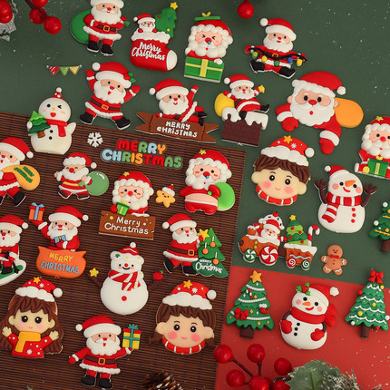 圣诞节快乐蛋糕装饰摆件圣诞熊兔雪人麋鹿圣诞树软胶圣诞老人插件