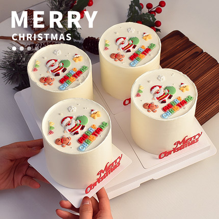 圣诞节蛋糕装饰摆件圣诞老人姜饼人星星雪花英文圣诞快乐烘焙插件